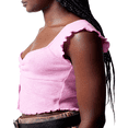 thumbnail image 4 of V Neck Split Hem T-Shirts for Women  Ruched Crop Tops with Short Sleeves, 4 of 6