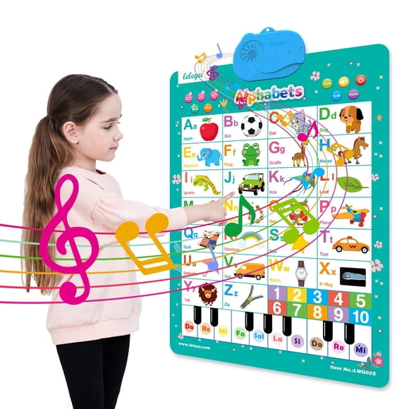 Fridja Electronic Alphabet Wall Chart, Talking ABC, 123, Music Poster, Kids Learning Toys, Interactive Educational Toddler Toy, Birthday Gifts for Age 1 2 3 4 5 Year Old Boys Girls, Green