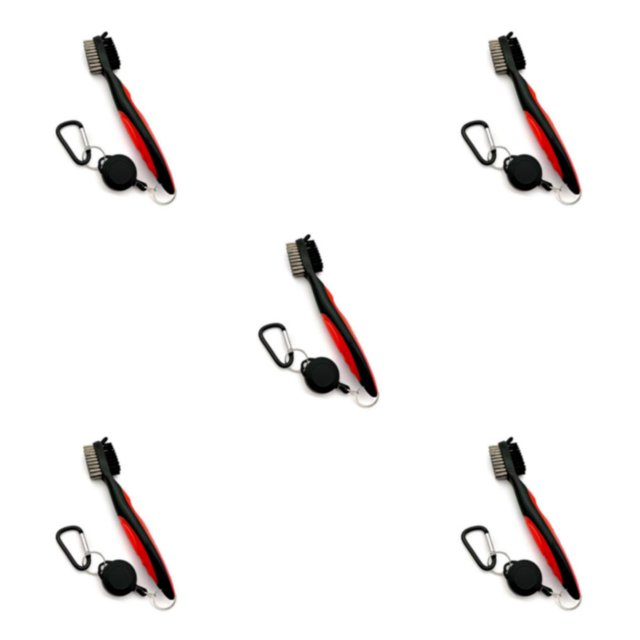 Ruiboury Golf Club Brush Portable Handheld Replacement Double-sided Ball Shoe Brushes Red Lidless 5Set