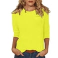 thumbnail image 1 of DENGDENG Rouge T-Shirts à Manches 3/4 pour Femmes Col Rond au Coude T-Shirts Basiques Mode 2025 Blouse d'Été Décontractée Tendance Tuniques Trois Quarts Vêtements de Printemps avec Poche Jaune TG, 1 of 9
