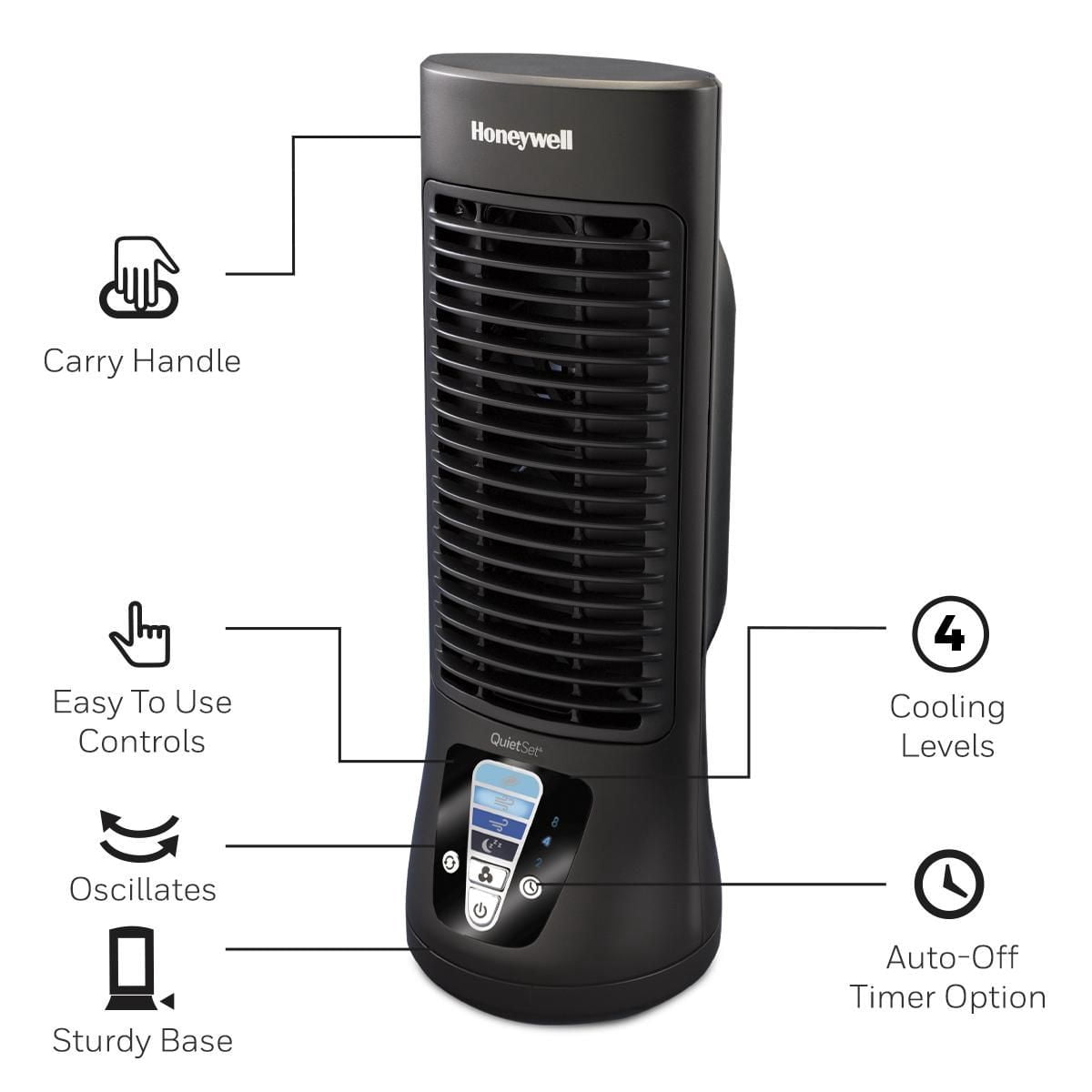 Honeywell HTF210BC Quietset 4 ventilateur personnel oscillant