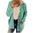 thumbnail image 2 of LSLJS Women's Fall Winter Cardigans Long Sleeve Button V-Neck Pullover Tops Open Front Casual Lightweight Sweater, 2 of 7