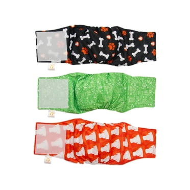 Mâles Bandes pour Chien Lavables et Réutilisables par PETTING IS CARING - Matériaux de Couches pour Bande Ventrale Durables Lavables à la Machine Solution Simple pour l'Incontinence des Animaux de Compagnie Longs Trajets - Ensemble de 3