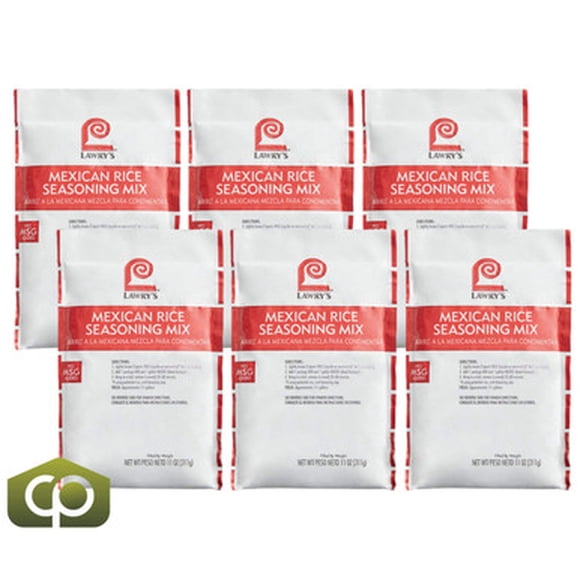 Lawry's Professional Mexican Rice Seasoning Mix – Sweet Zesty Garlic, Onion, & Bell Pepper Blend, 11 oz. Operator Packet – Wholesale 6/Case Commercial Master Pack