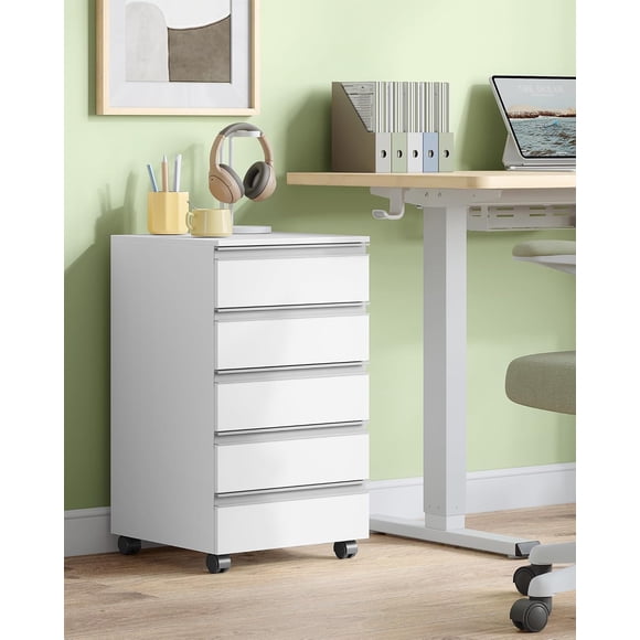 Drawer filing cabinet, locking mobile filing cabinet, office storage, suitable for A4, Legal, Letter, suitable for home, office and school, 40 x 40 x 65 cm, white