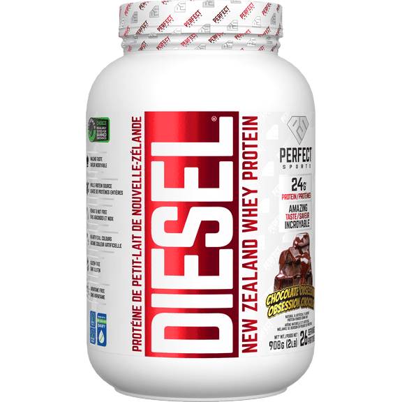 PERFECT Sports - DIESEL New Zealand Whey Protein, Grass-Fed + Pasture-Raised Whey Protein Powder, Gluten-Free, Chocolate Obsession, 2 lbs