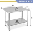 thumbnail image 3 of Senfot 48 x 24 x 35 Inch Double Layer Stainless Steel Workbench, Stationary Utility Table without Casters, Equipped with Rear Back Panel for Kitchen Garage, 3 of 9