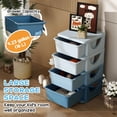 thumbnail image 4 of Qaba 4 Tier Kids Toy Organizer with 4 Plastic Storage Bins, Blue, 4 of 10