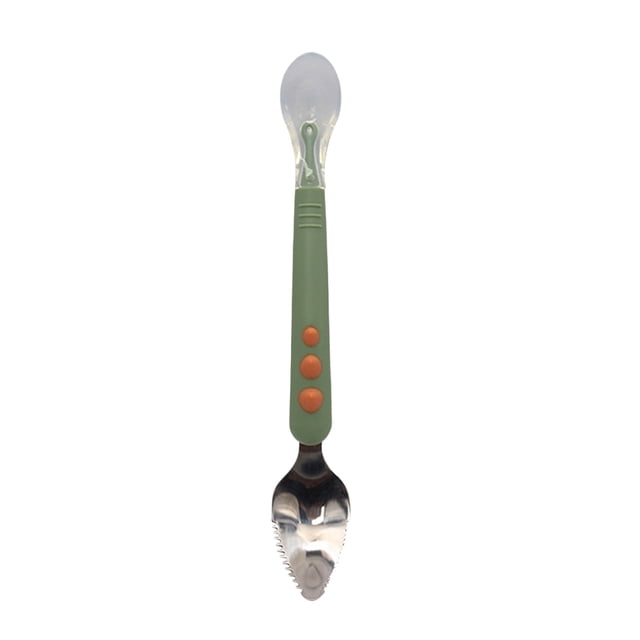 Meitianfacai Food Spoon Baby Fruit Scraping Mud Spoon, Baby Fruit Scraper Spoon Stainless Steel Double Head Food Grade Fruit Supplement Children's Tableware