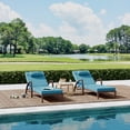 thumbnail image 3 of Gaderth Set of 2 Patio Chaise Lounge Chairs, Rattan Folding Outdoor Recliners with 5-Position Backrest, Cushions, Pillows and Wheels for Poolside, Deck, Porch, Backyard, 3 of 7