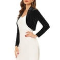 thumbnail image 4 of INSPIRE CHIC Boléro Court en Velours à Manches Longues Ouvert à l'Avant pour Femme G Noir, 4 of 6