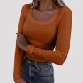 thumbnail image 2 of WRKEKC Blouse à Manches Longues pour Femmes, Couleur Unie, T-Shirt Décontracté à Col Rond pour Femmes, Tenue Quotidienne et de Bureau au Style Classique et Port Confortable, 2 of 7