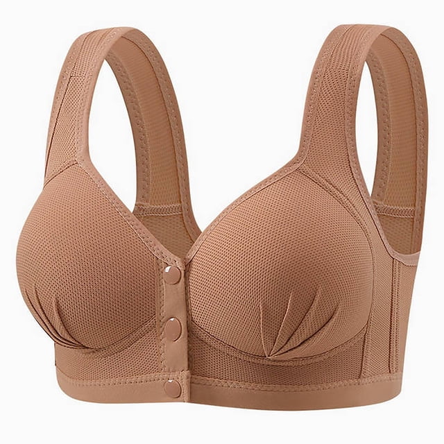 Lenpel Front Closure Bras for Women Comfortable Wireless Supportive Push up Bras Full Coverage Everyday Bralettes(Coffee,XX-Large)