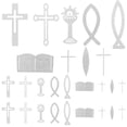 thumbnail image 1 of Découpes en Bois à Thème Croix et Poisson Miniatures Ensemble de 120 Pcs pour Décorations de Fête Centre de Table Décorations de Table, 1 of 8