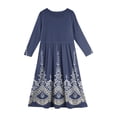 thumbnail image 3 of Teen Girls Tiered Maxi Dress, Solid Color Layered Ruffle Dress with Pockets, Bohemian Style for Party, Photo Shoot, and Holiday. 160Navy, 3 of 4