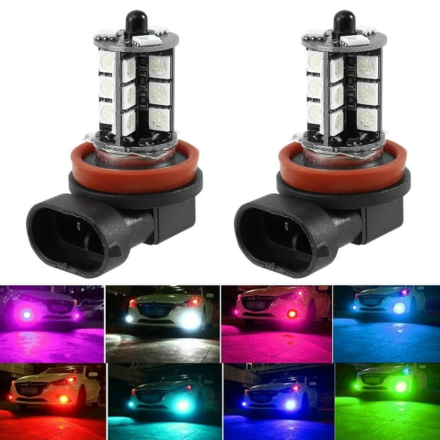 POINTERTECK 2Pcs H11 H8 H16(JP) H9 LED RGB Fog Lights Bulb Amber Yellow White Multicolor 16 Color Changing Switch Kit Lamp Bulbs for Car Trucks Remote Control Switch 12V 5050SMD Replaceme