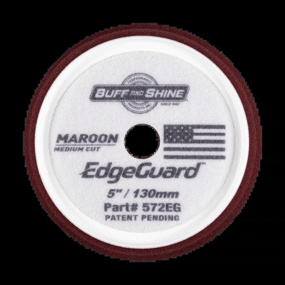 Buff and Shine 5” Maroon EdgeGuard Foam Pad – Complete Professional System for Cutting, Polishing, and Finishing