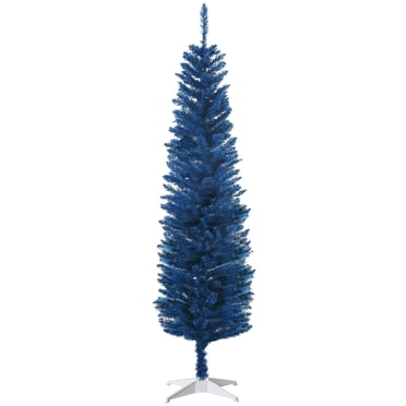 HOMCOM Pencil Artificial Christmas Tree, Pencil Xmas Tree, Deep Blue