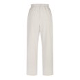 thumbnail image 4 of Womens Casual Linen Pants Straight Leg Drawstring Elastic High Waist Loose Comfy Trousers with Pockets, 4 of 5