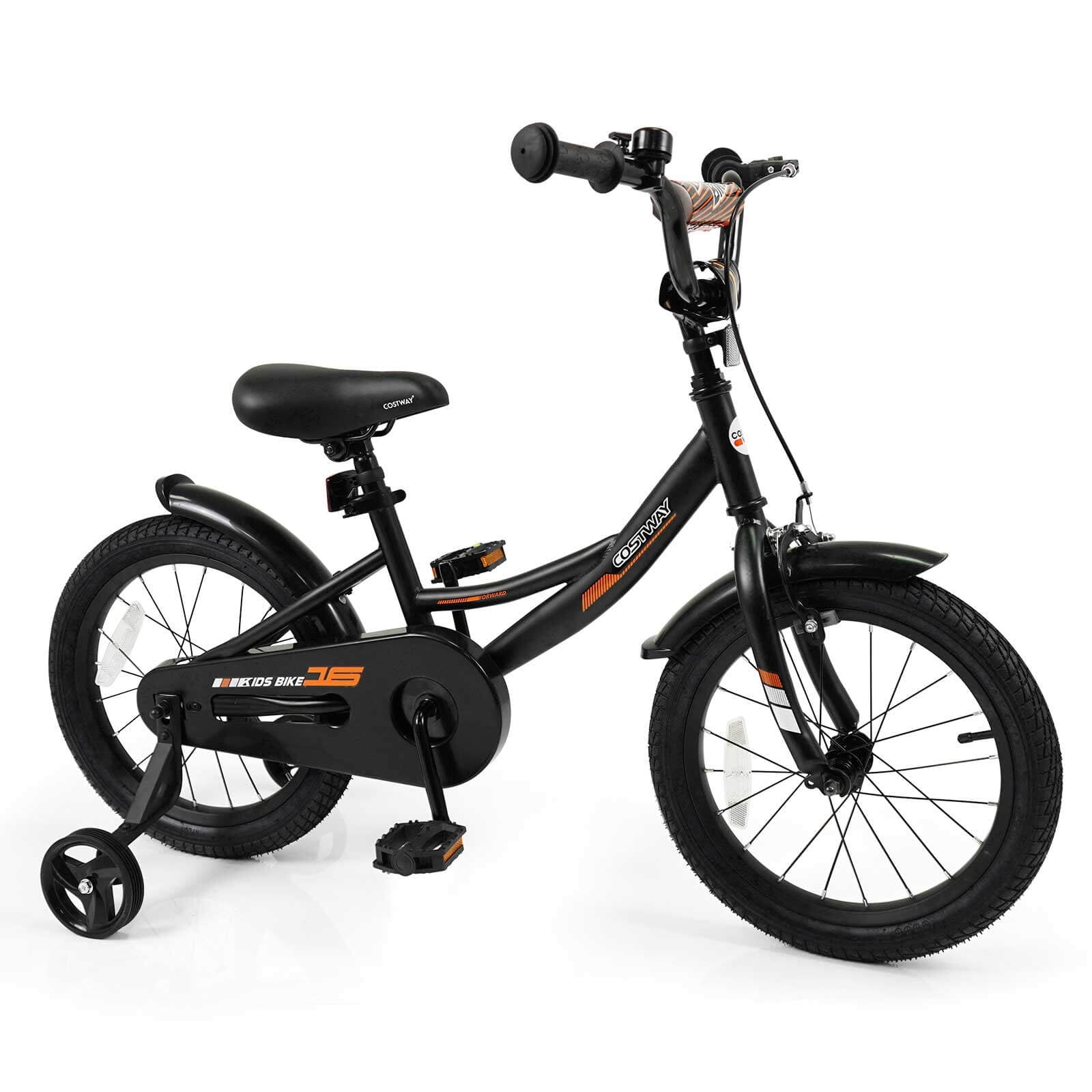 Costway 16 Inch Kids Bike with Training Wheels Dual Brakes Adjustable Seat Handlebar Height