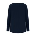 thumbnail image 4 of RXIRUCGD Haut Décontracté à Col Rond à Manches Longues pour Femme, Bleu Marine, Taille : L, 4 of 5
