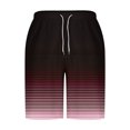 thumbnail image 4 of Sentmoon Basketball Shorts Quick Dry Loose Summer Bermuda Shorts Striped Print Drawstring Elastic High Waist Running Shorts with Pockets Trendy Father for City Sightseeing Wine XXXL, 4 of 5