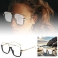 thumbnail image 1 of Square Fashion Half Frame Sunglasses for Women Trendy Blogger Style Shades, 1 of 6
