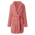 thumbnail image 4 of RXIRUCGD Mode Femmes Décontracté Uni Manches Longues Dames Ample Poche Garder au Chaud Peignoirs Faux Velours Tenue de Nuit Robe Chemises de Nuit( Rose, Taille:S ), 4 of 7