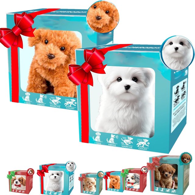 Nicoo Chiot Robot, Chien Robot Nicoo, Chien Robot, Chiot Robot Réaliste, Robot Dog pour Adultes, Marche, Aboiements, Queue Qui Remue (B-2 Pcs)
