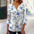 thumbnail image 1 of Blouses pour Femmes, T-shirt Imprimé Mode Manches 3/4 Blouse Col en V Hauts Décontractés, 1 of 5