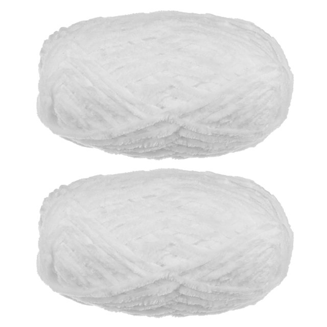 Unique Bargains 2 Pelotes Fil Velours Fil Chenille 87,49 Verges Polyester Fil Doux pour Couverture 2 Pcs Blanc
