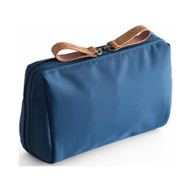 Ruiboury Solid Color Cosmetic Bag Makeup Case Waterproof Pouch Travel Fashion Large Capacity Handbag Multifunctional for L/Blue