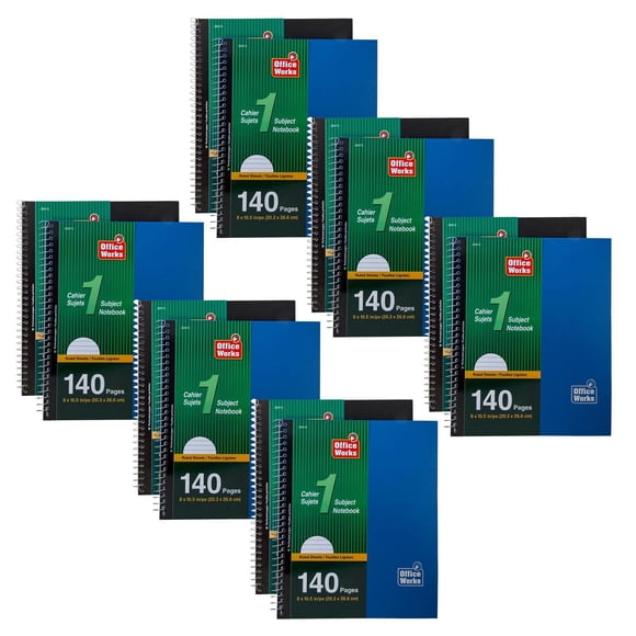 Office Works 140-Page Spiral Plastic Cover Notebook Set