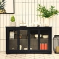 thumbnail image 3 of Giantex Stackable Buffet Cabinet, Kitchen Storage Cabinet with Sliding Tempered Glass Doors, Small Sideboard for Kitchen, Dining Room or Living Room, Black, 3 of 8