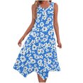 thumbnail image 2 of Ovzne Robes pour Femmes Robe d'Été Femme Mode Été Plage Imprimé Poches Camisole Col Rond Sans Manches Robes Camisole Robe de Vacances Liquidation, 2 of 6