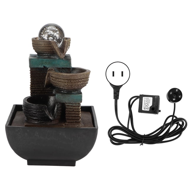 Fontaine de Bureau LED Intérieure Innovante en Résine Submersible Silencieuse, Fontaine de Bureau Éclairée par LED, pour Bureau à Domicile Type 9116 Prise US 110V