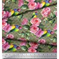 thumbnail image 3 of Soimoi Poly Georgette Fabric Bird,Leaves & Rose Floral Print Fabric by Yard 52 Inch Wide, 3 of 3