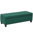 thumbnail image 1 of HOMCOM Linen Fabric Wood Feet Entry Bench, Contemporary Home Decor Dark Green, 1 of 10
