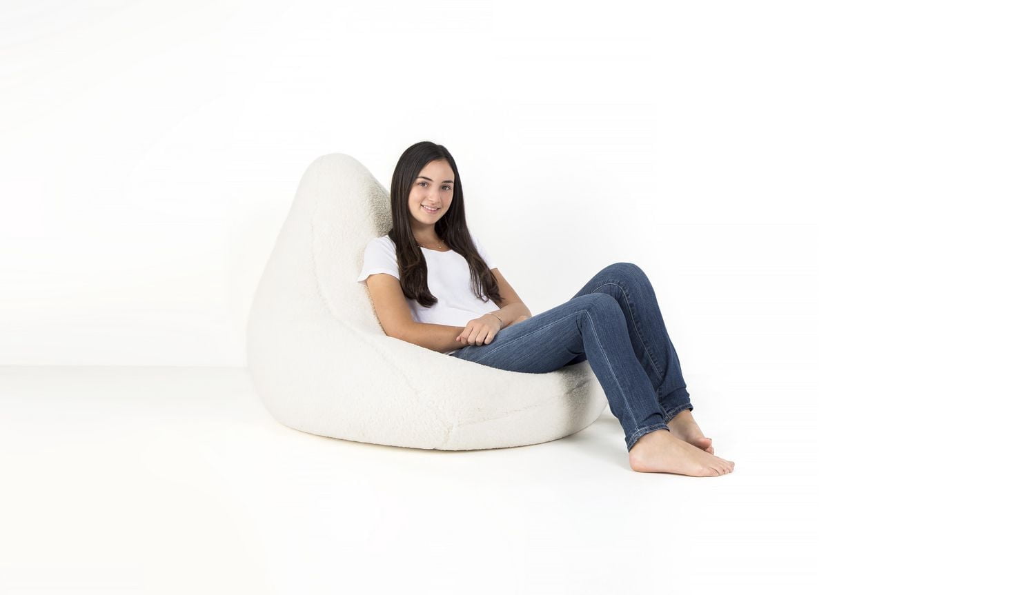 Lounge & Co White Sherpa Bean Bag Cover