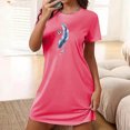 thumbnail image 1 of Mefallenssiah Chemise de Nuit Courte Surdimensionnée pour Femmes Mode Imprimé Poitrine Manches Courtes, 1 of 8