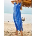 thumbnail image 4 of Women Embroidery Short Sleeve Bikini Swimsuit Cover Up Side Split Beach Dress, 4 of 6