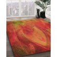 thumbnail image 3 of Ahgly Tapis de Zone Carré Transitionnel Néon Orange Lavable en Machine, 5 Pieds Carré, 3 of 7
