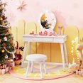 thumbnail image 4 of Costway Coiffeuse pour Enfants Ensemble de Coiffeuse Princesse Table et Chaise avec Miroir Éclairé Blanc, 4 of 10