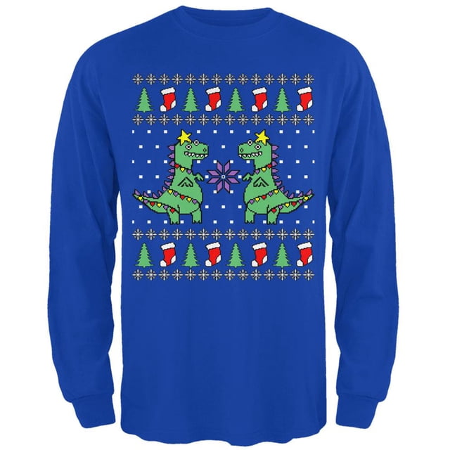 Tree Rex T Rex Ugly Christmas Sweater Mens Long Sleeve T Shirt