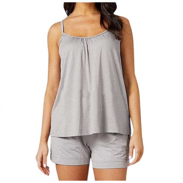HNMKIU Gym Racerback Tank Tops Shelf Bra Camisoles Adjustable Spaghetti Strap Tank Tops Basic Layer