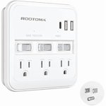 USB C Protecteur de purge multi-bouteille avec commutateur individuel, USB Chargeur mural Multiport, 3 AC Splitter de sortie, Extendeur mural avec USB C Bande de puissance,USB Adaptateur de prise pour la maison, Bureau