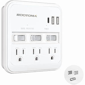 USB C Multi Plug Outlet Surge Protector with Individual Switch, USB Wall Charger Multiport, 3 AC Outlet Splitter, Wall Outlet Extender with USB C Power Strip,USB Outlet Plug Adapter for Home,Office