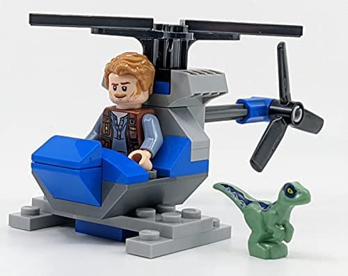 LEGO Jurassic World: Owen with Helicopter and Baby Raptor Blue