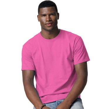 Hanes TAGLESS Men`s T-Shirt - Best-Seller, 4XL, Wow Pink