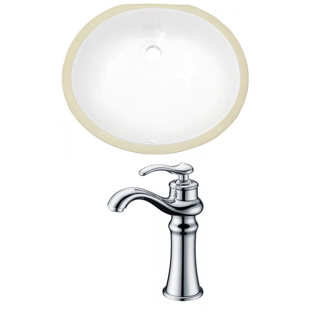 19.5-in. W Oval Bathroom Undermount Sink Set In White - Chrome Hardware AI-22676